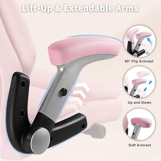 Big and Tall Office Chair 600lbs, Heavy Duty Executive Office Chair for Heavy People, Pink High Back Office Leather Ergonomic Chair with Adjustable Armrests and Lumbar Support for Computer Desk Chair-DeskLoop Office