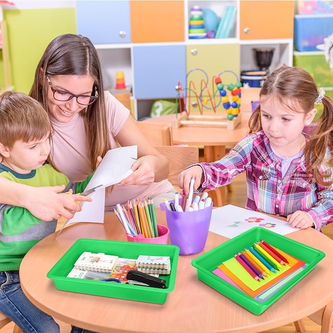 ShineMe 6 Pack Paper Trays for Classroom, Stackable Letter Size Storage Tray - Image 7