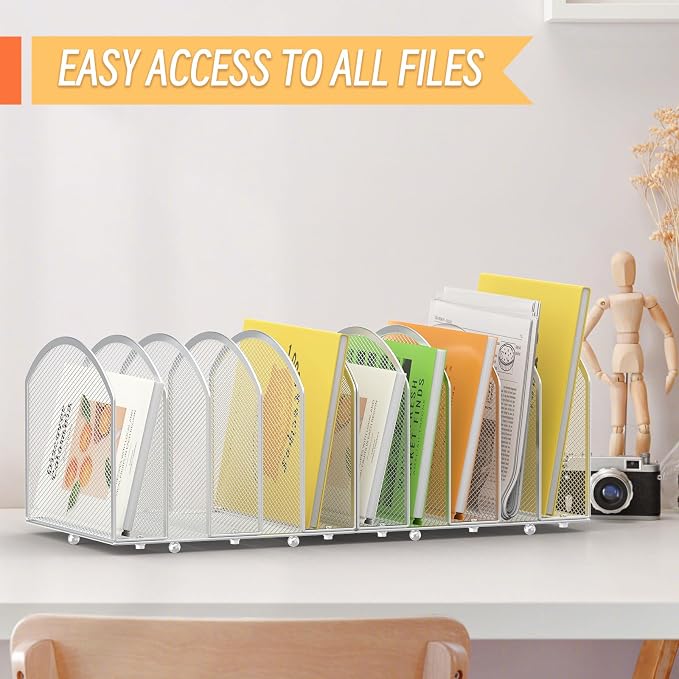 MINDEPOT Desk File Organizer 5 Sections Desktop Organizer File Sorter Office - Image 6