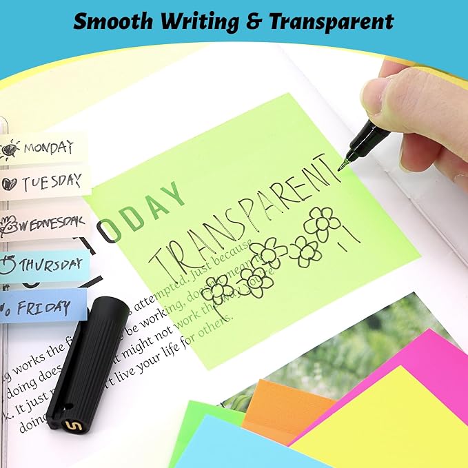 800 Sheets Transparent Sticky Notes, 3x3 Inch 14 Pads Self-Adhesive Translucent - Image 4