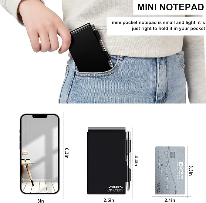 Metal Small Notebook, Mini Notepad, Small Pocket Notepad Aluminum Note Case - Image 3
