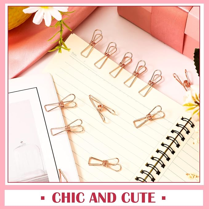 100 Pcs Paper Clips Metal Wire Hollow Out Clothespins Multi Purpose Utility - Image 7