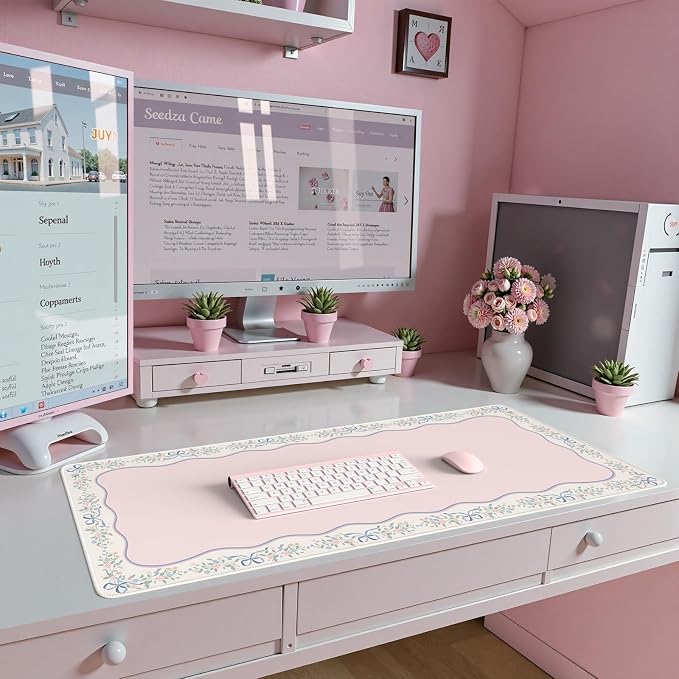 iCasso Pink Desk Mat, Cute Desk Pad - Image 5