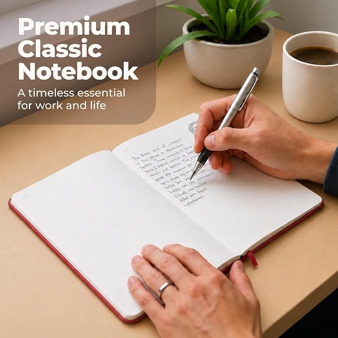 A5 Premium Leather Journal Red 5.8x8.3" Lined Leather Notebook 300 Pages | - Image 2