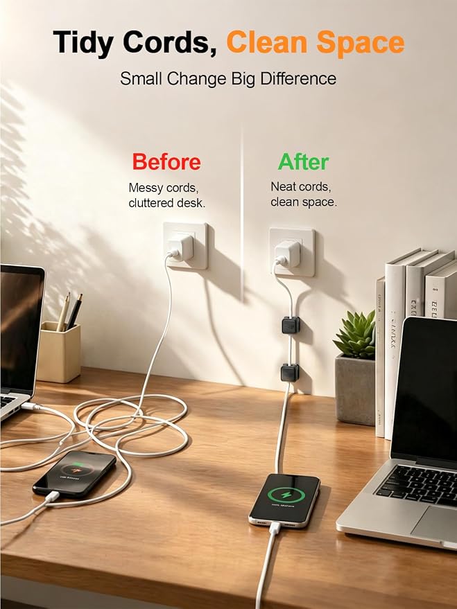 8 Pack Cord Organizer Holder, Costop Strong Adhesive Under Desk Cable Management - Image 8