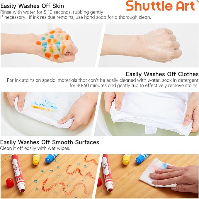 Shuttle Art Dot Markers, 15 Colors Washable Dot Markers for Toddlers,Bingo Daubers Supplies for Kids Preschool Children, Non Toxic Water-Based Bingo Daubers-DeskLoop Office