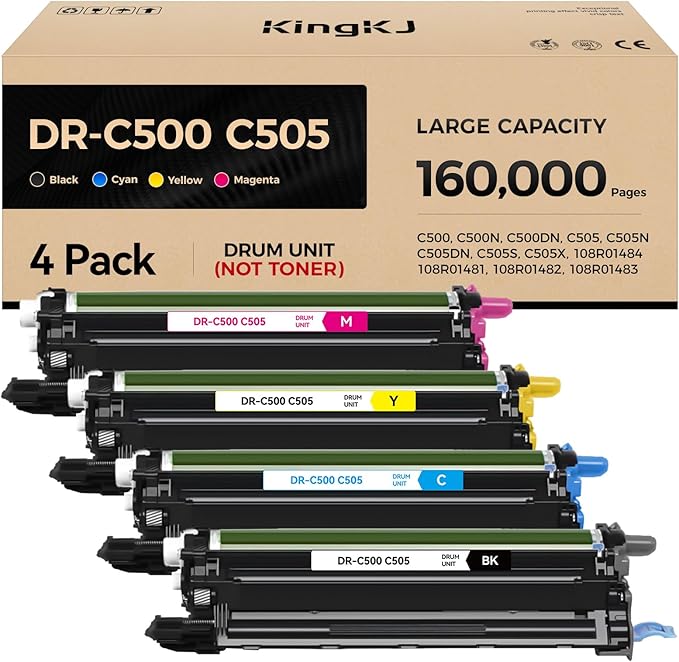 C500 C505 Drum Unit 4-Pack High Capacity Replacement for Xerox 108R01484 108R01481 108R01482 108R01483 Image-Drum Compatible for Xerox VersaLink C500 C500N C500DN C505 C505N C505DN C505S C505X Printer-DeskLoop Office