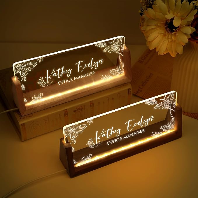 Custom Name Plate for Desk, Personalized Light Up Acrylic Desk Name Plate - Image 5