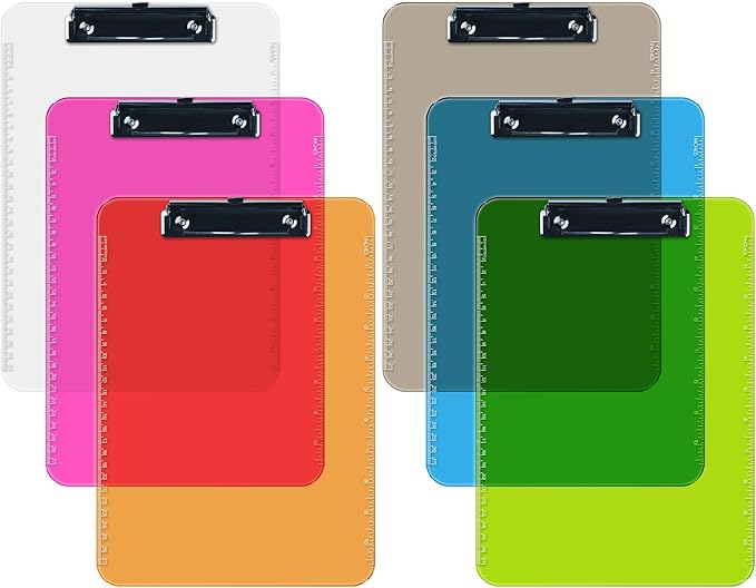 Pack of 6 Plastic Clipboards by DAVISGROUP