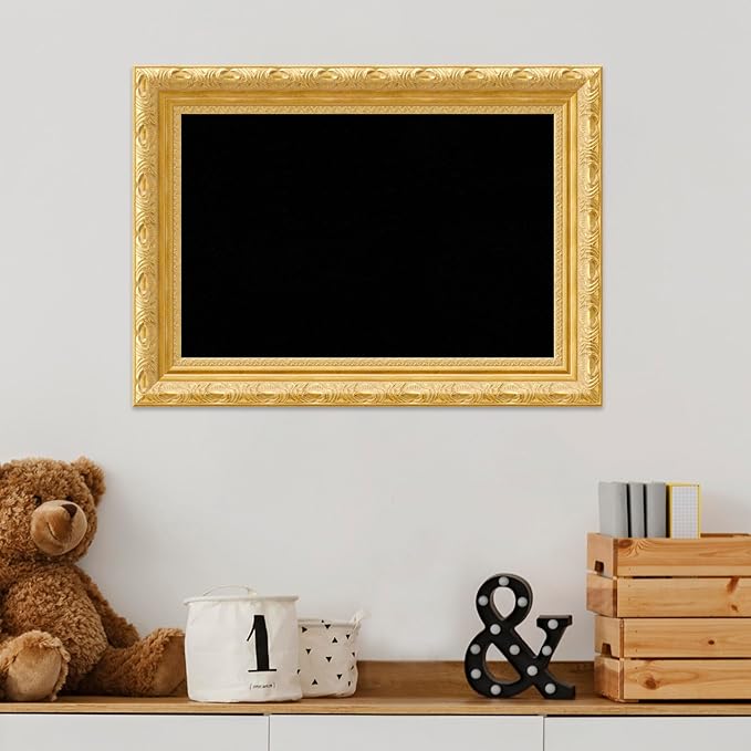 Amanti Art Black Cork Board for Wall, 16x22 Vision Board with Gold Wood Frame, Small Corkboard Office Decor for Home Organization, Traditional Corkboard Pinboard to Display Items for Home-DeskLoop Office
