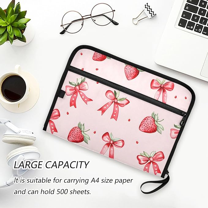 Expanding File Folder Strawberries Bows Pink Accordion File Organizer 13 - Image 5
