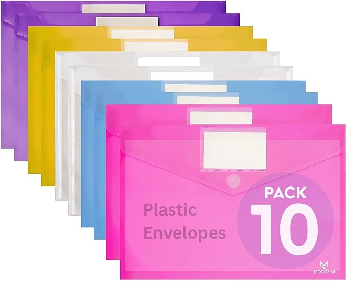 10 Pack Plastic Envelopes, Folders by Unknown