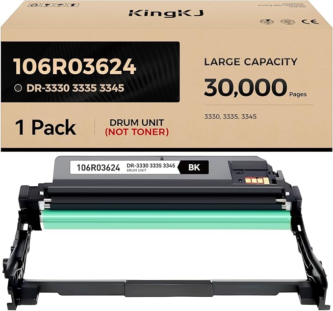 101R00555 Drum Unit (Not Toner) WorkCentre 3335 3345 Phaser 3330 Image-Drum High Capacity Black 1-Pack Replacement Compatible for Xerox WorkCentre 3335 3345 Phaser 3330 Laser Printer All-in-One Copier-DeskLoop Office