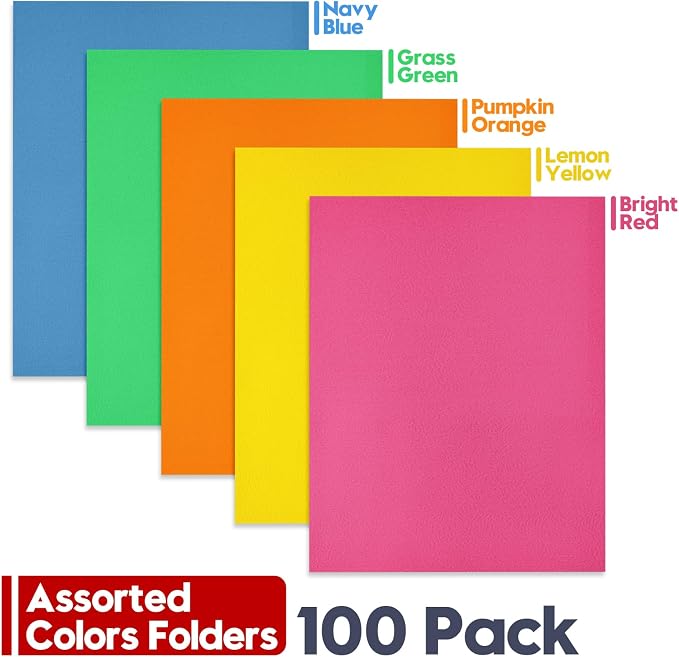 100 Pack Multicolor Paper Pocket Folders, 2 Pocket File Folders Letter Size - Image 4