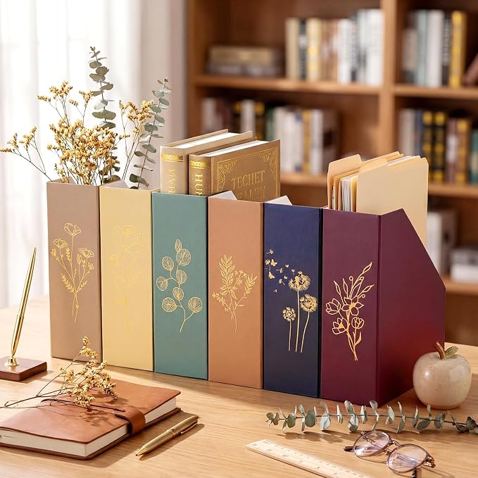 6 Set Floral Cardboard Magazine Holders Set Classroom File Folders Organizer - Image 2