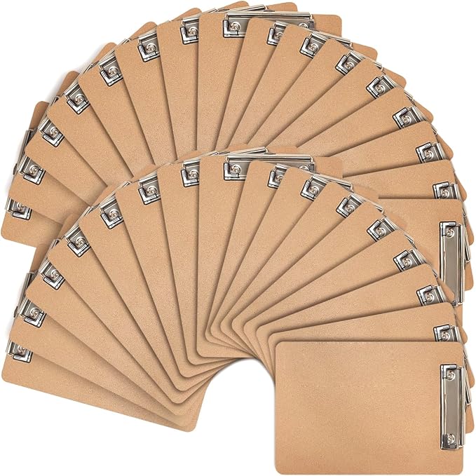 Mini Clipboards, 32 Pack 6" x 9" Small Clipboards Bulk, Wooden Memo Mini Clip by Uzant