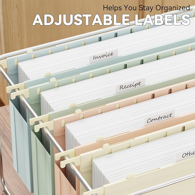 Extra Capacity Legal Size Plastic Hanging File Folders, Reinforced 2" Pastel - Image 6