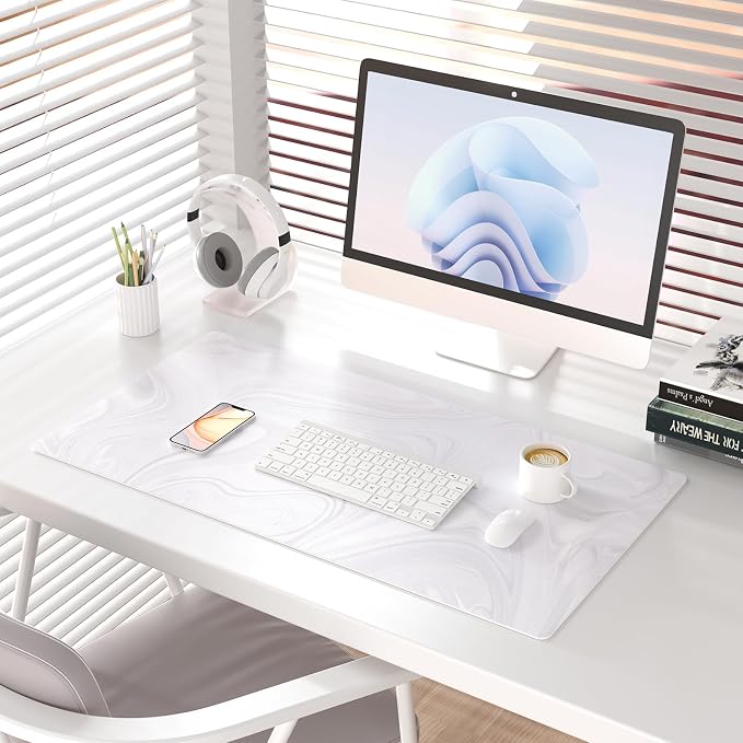 Colorful Star White Marble Large Mouse Pad, Waterproof Office Desk Mat - Image 2