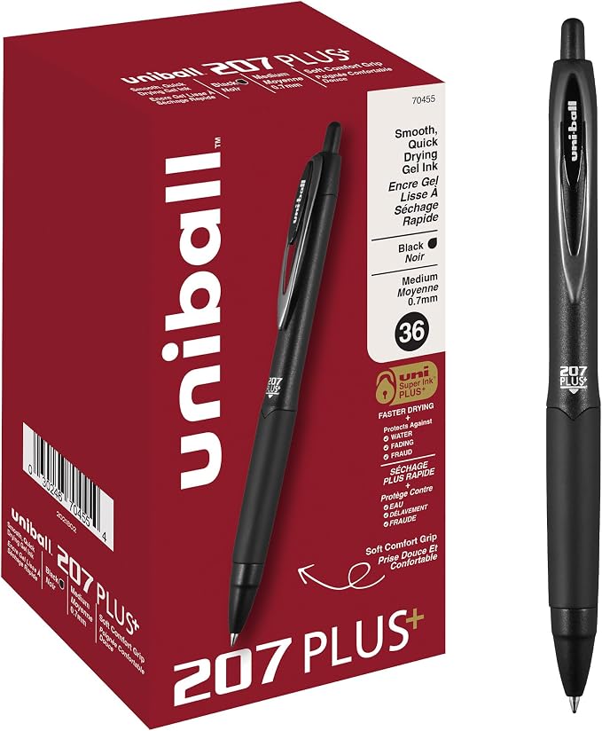 uniball™ 207 Plus+ Retractable Gel Pens, Medium Point, 36 Pack by uni-ball