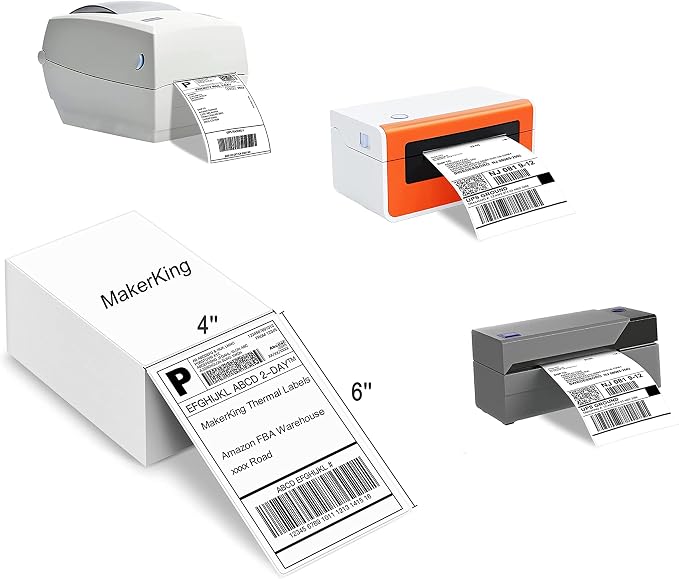 4x6 White Mailing Fanfold Postage Thermal Labels by MakerKing