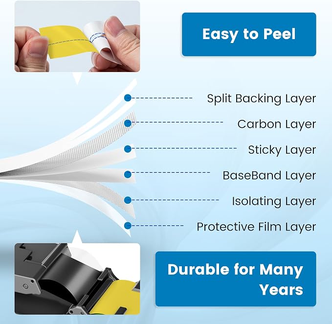 6-Pack Replace for Brother Label Maker Tape 24mm Yellow Laminated TZe-651 | - Image 3