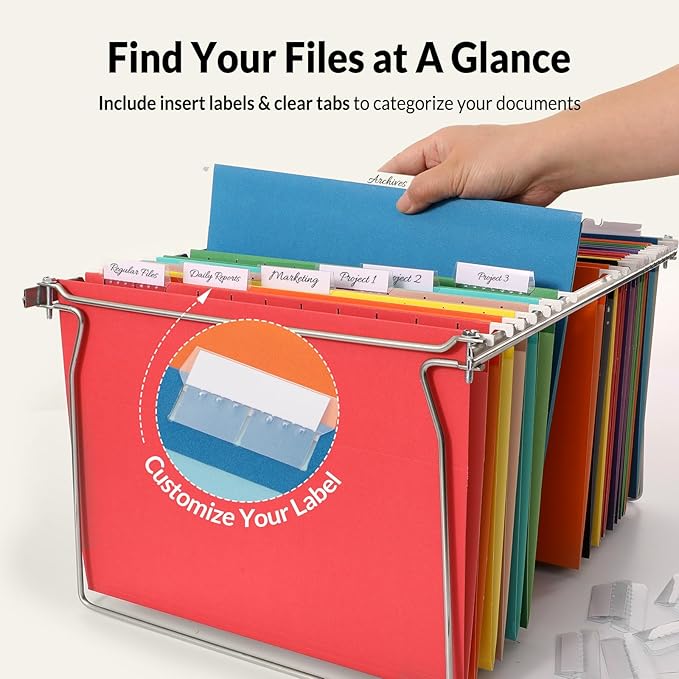 SUNEE Hanging File Folders, 50 Pack Letter Size Hanging File Folders - Image 2