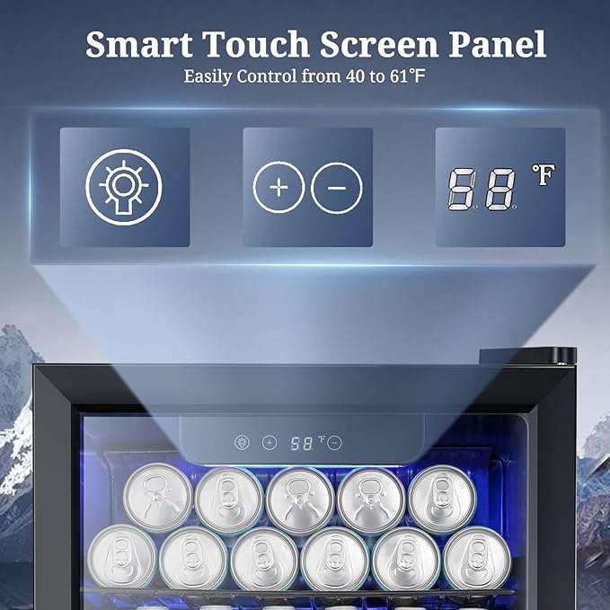 Antarctic Star Beverage Refrigerator Cooler 68 Can, Mini Fridge with Glass Door for Beer Drinks Wine,Freestanding Small Fridge with Electronic Temperature Control for Home and Bar,1.7 cu.ft-DeskLoop Office