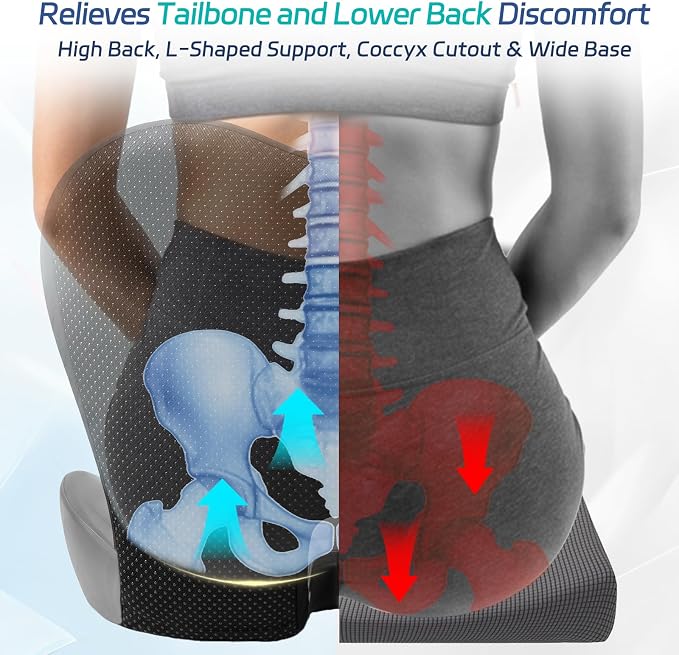 Back and Seat Cushion for Office, Back & Tailbone Pain Relief, Raised Cushion - Image 2