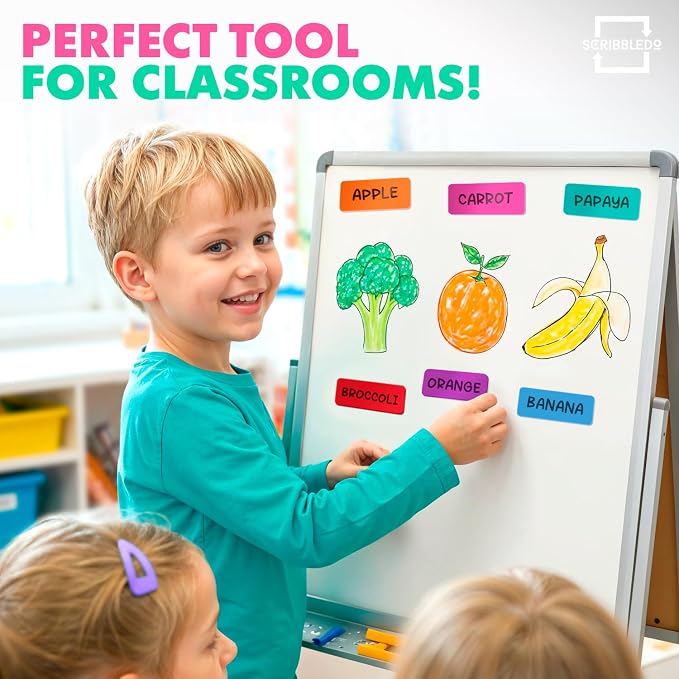Scribbledo 10 Pack Dry Erase Magnetic Labels 3.1" x 1.2" Reusable Erasable Dry - Image 2
