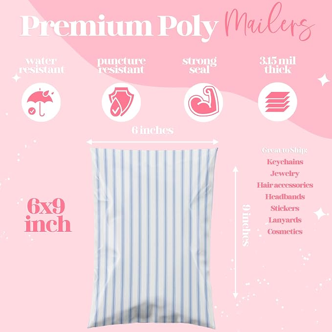 Pretty Package Store 6x9 Designer Poly Mailer 100 Pack Heavy Duty Waterproof - Image 2