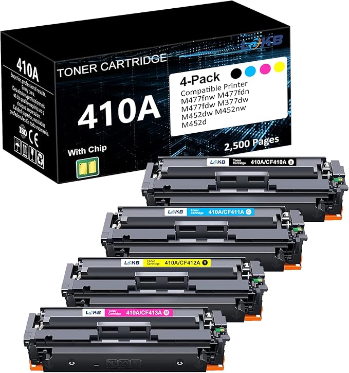 410A Toner Cartridge Replacement Compatible for 410A 410X 410 CF410A CF411A CF412A CF413A Work with Pro MFP M477fnw M477fdw M477fdn M452dn M452nw M477 Printer (4-Pack)-DeskLoop Office