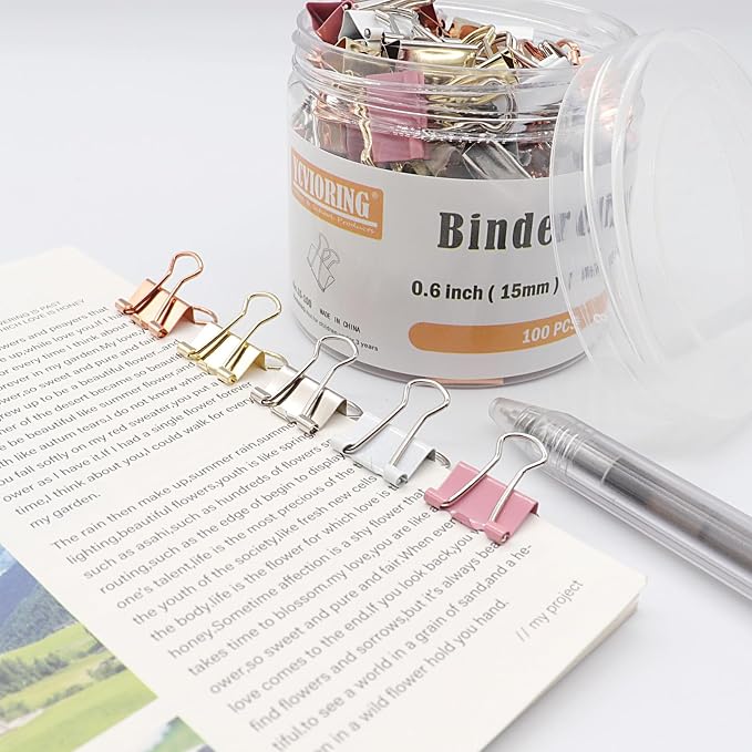 Mini Binder Clips, Paper Clip, Small Paper Clamps 15mm, 100 Pack Micro Size - Image 2
