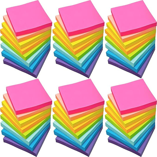 48 Pack 2400 Sheets Sticky Notes 3x3 Inches Bulk Colored Posted Notes 8 Colors Notes Stickies Note Pads for Office, School, and Home Supplies, 50 Sheets/pad-DeskLoop Office