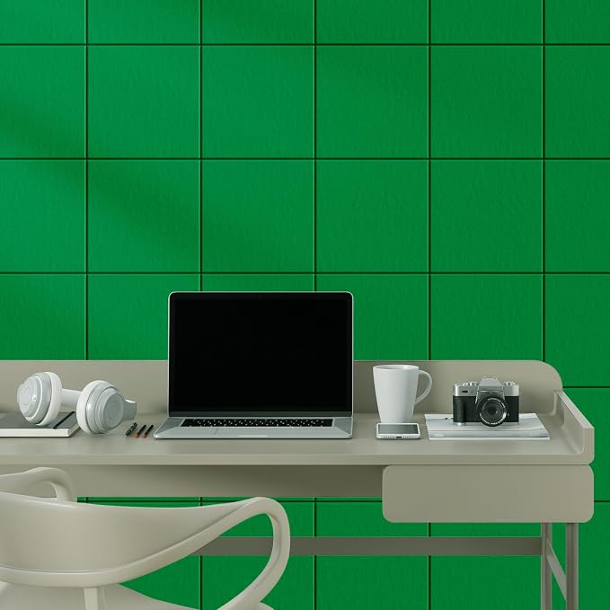 MaxGear Felt Bulletin Board 36" x 24", 6 Pack Emerald Green Felt Wall Tiles | - Image 9