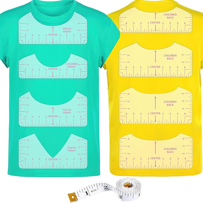 9pcs Tshirt Ruler Guide for Vinyl Alignment, T Shirt Rulers to Center Designs by TIETOC