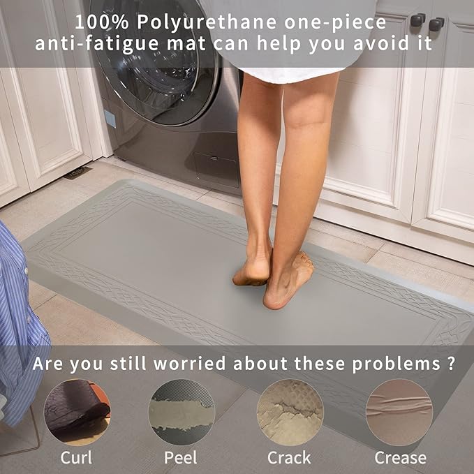 24 x 60 Inch Extra Support Anti Fatigue Comfort Kitchen Mat, Waterproof Long Kitchen Runner, Non-Slip Standing Desk Mat, Commercial Pads for Offices, Home, Garages (Bordeaux Cabblestone, 24'' x 60'')-DeskLoop Office