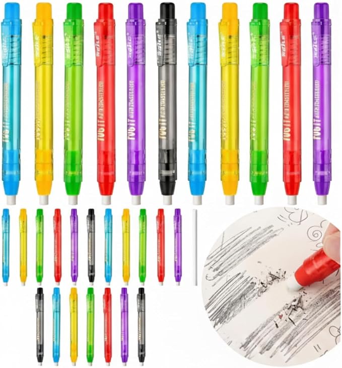 Crtiin 30 Pcs Retractable Erasers Pen Mechanical Eraser Pen by Crtiin