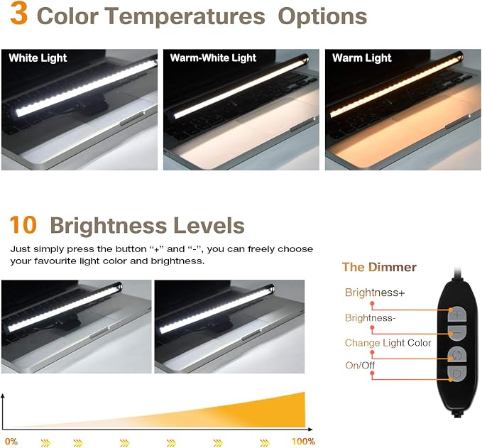 Monitor Light, Screen Light Bar Computer e-Reading LED Task Lamp, 3 Color Modes - Image 3