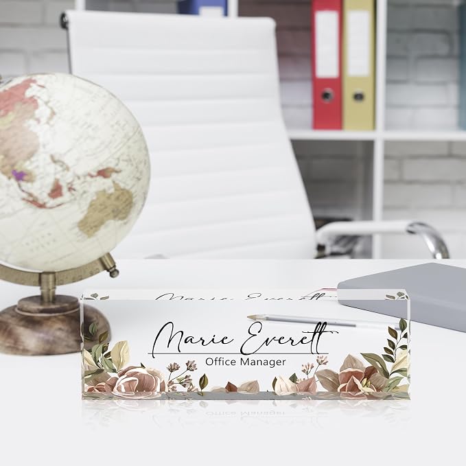 Custom Desk Name Plate, Personalized Acrylic Office Decor, Employee - Image 3