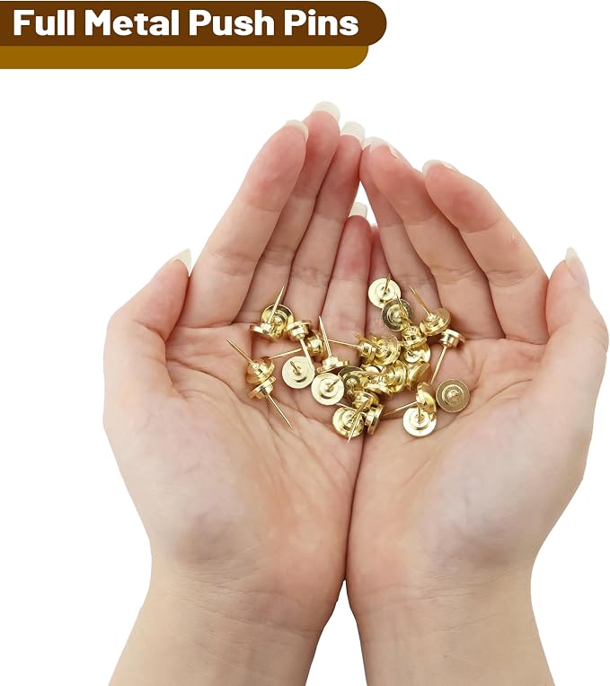30 Pcs Metal Push Pins Gold Thumb Tacks or - Image 3