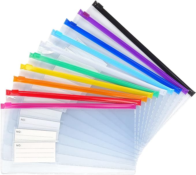 Tamaki 10 Pack Zipper Plastic Envelopes, Small Pencil Pounch, 9 x 4.7 Inch | by Tamaki