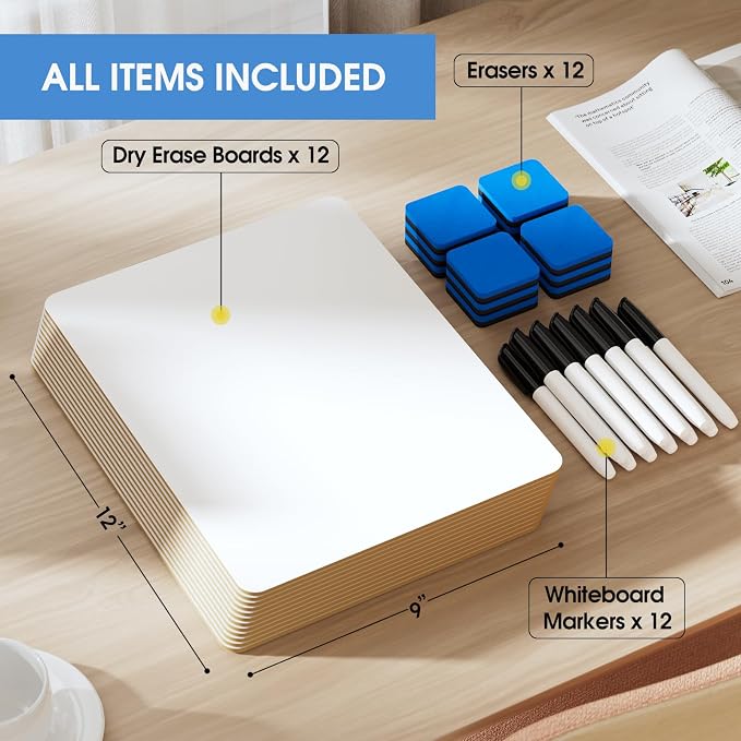 MaxGear Double Sided Dry Erase Board, 12 Pack | Reusable Double Sided Surface - Image 7