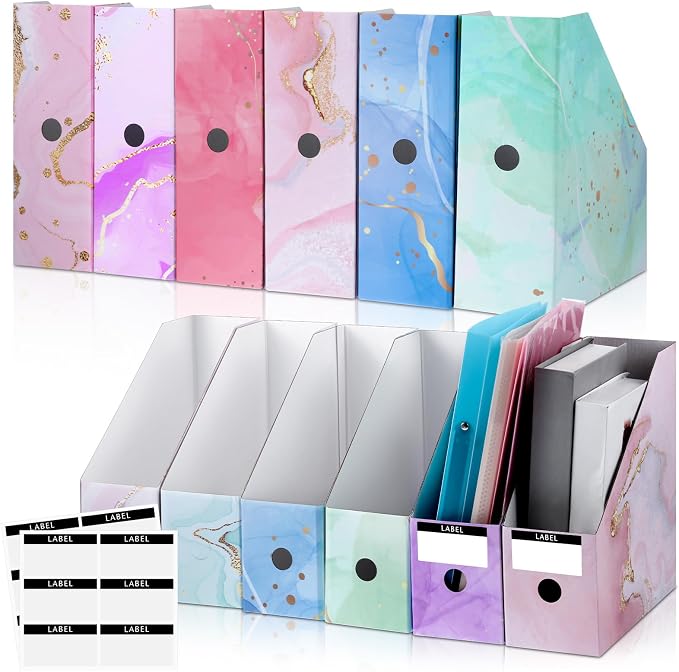 PerKoop 6 Pcs Decorative Magazine File Holders Floral Foldable File Folders by PerKoop