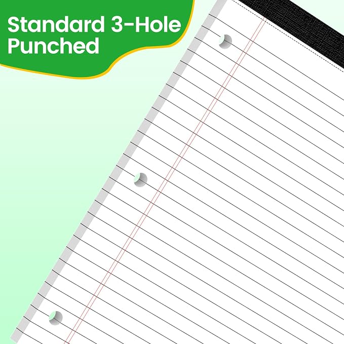 3 Hole Legal Pad 8.5 x 11, 12 Pack White Note Pads, Notebook Paper Wide Ruled - Image 6