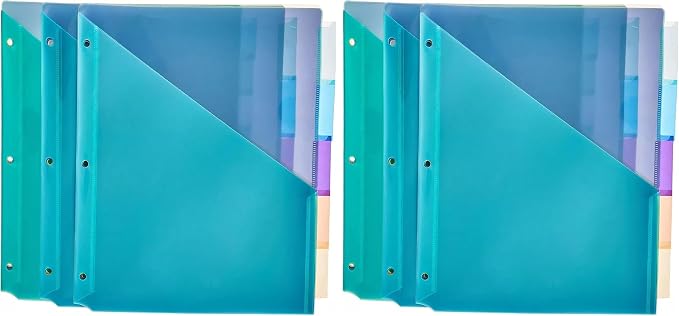 Amazon Basics 5-Tab Dividers for 3 Ring Binder, Two Pocket, Letter Size by AmazonBasics