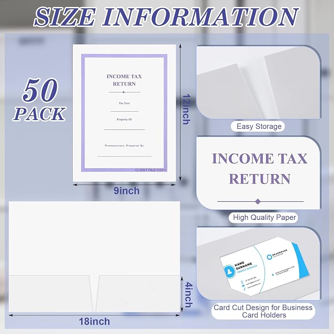 Kolldenn 50 Pack Income Tax Return Folders - Image 2