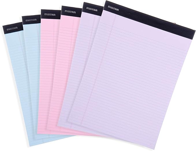 Mintra Office Legal Pads, ((xBasic, 8.5in x 11in, Narrow (Pastel), 36pk (6-6pks))-DeskLoop Office
