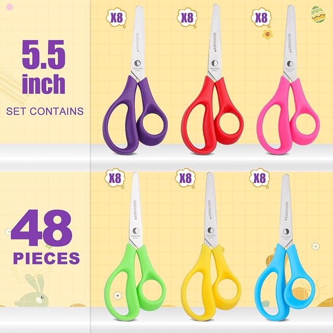 BURVAGY 48Pack 5.5" Safety Small School Kids Student Round Blunt Tip Craft - Image 2