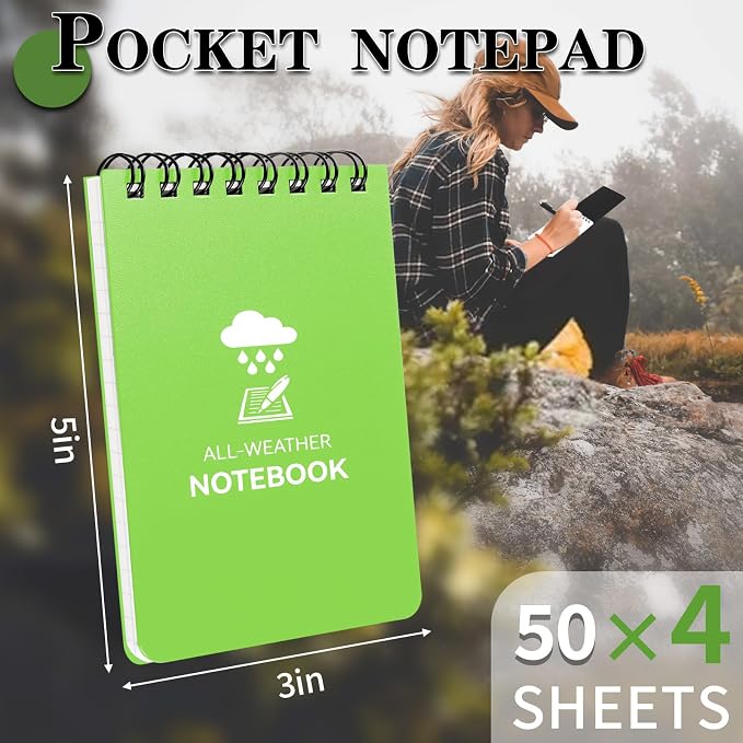 COIDEA Waterproof Notebook, 4 Pack Top-Spiral Pocket Notepad, All Weather - Image 4