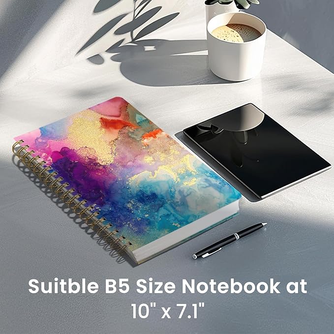 Lined Spiral Notebook Journal for Work, 300 Pages Thick B5 (7.1"x10") College Ruled Journal for Women & Writing, Hardcover Notebook for Note Taking, Perfect for Office Home School, Color Splash-DeskLoop Office